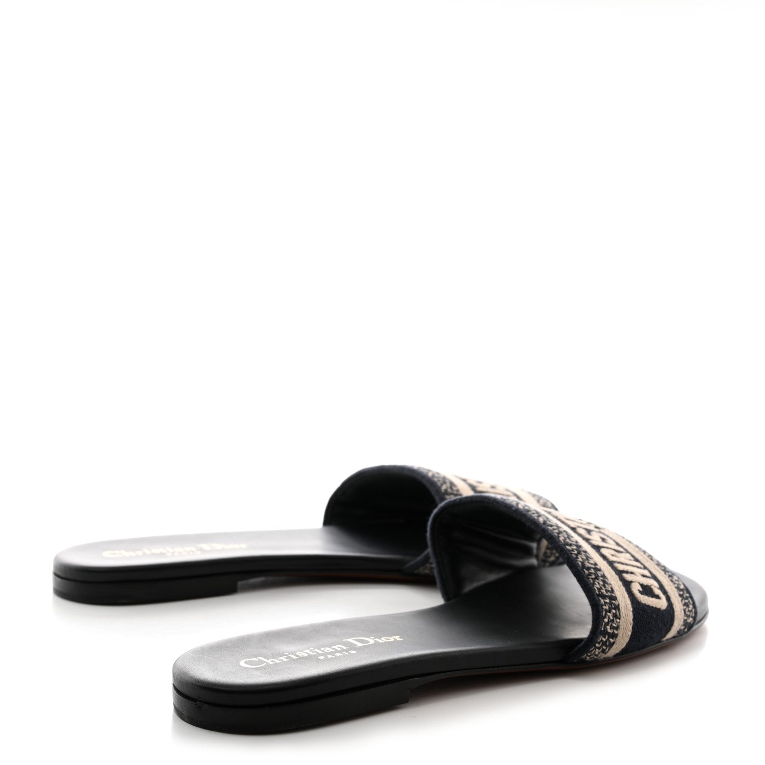 Christian Dior Canvas Embroidered Dway Mules Slide Sandals 39 Deep Blue 4 of 8