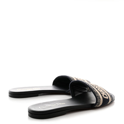 Christian Dior Canvas Embroidered Dway Mules Slide Sandals 39 Deep Blue 4 of 8