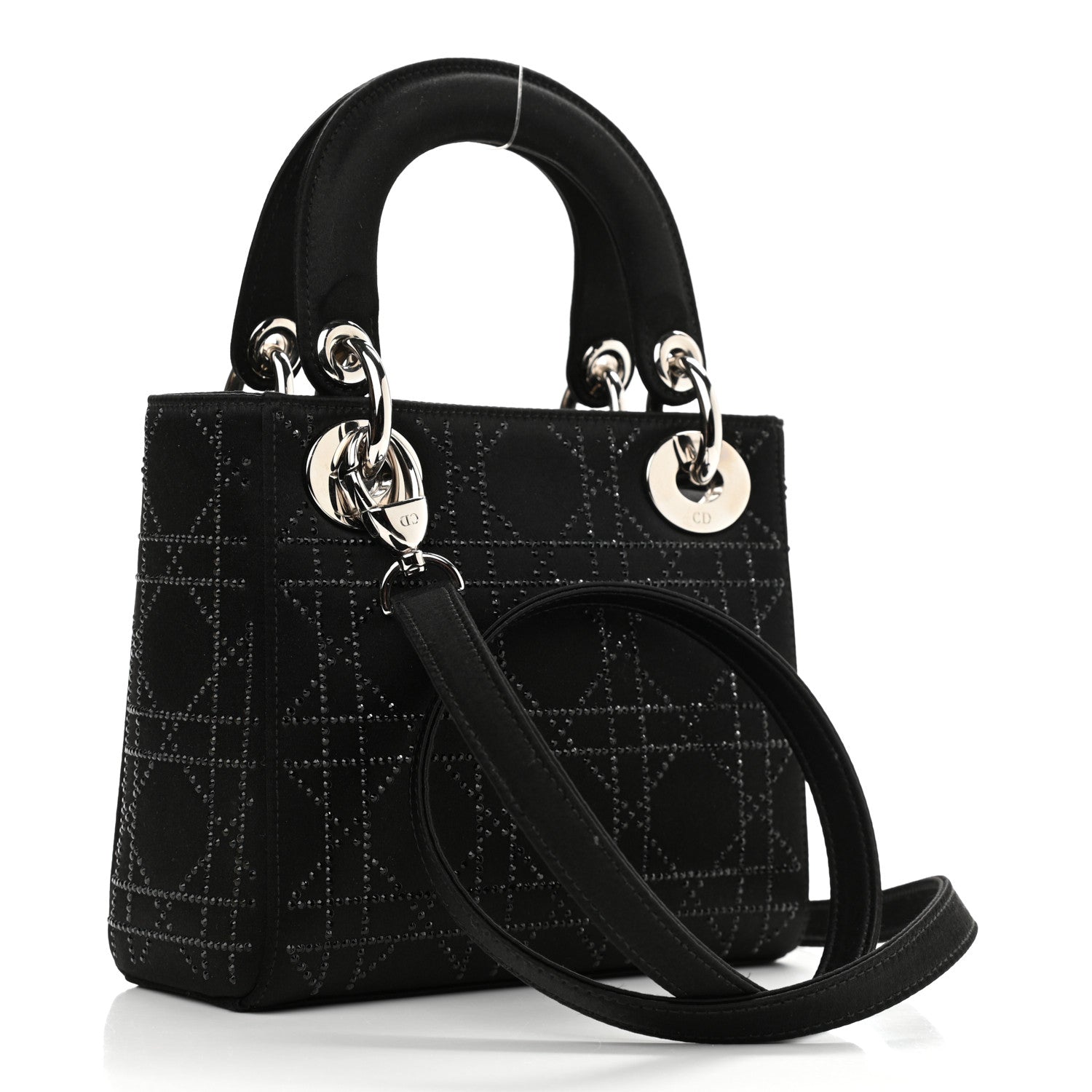 Christian Dior Satin Crystal Cannage Mini Lady Dior Black 2 of 8