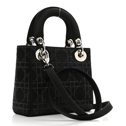 Christian Dior Satin Crystal Cannage Mini Lady Dior Black 2 of 8