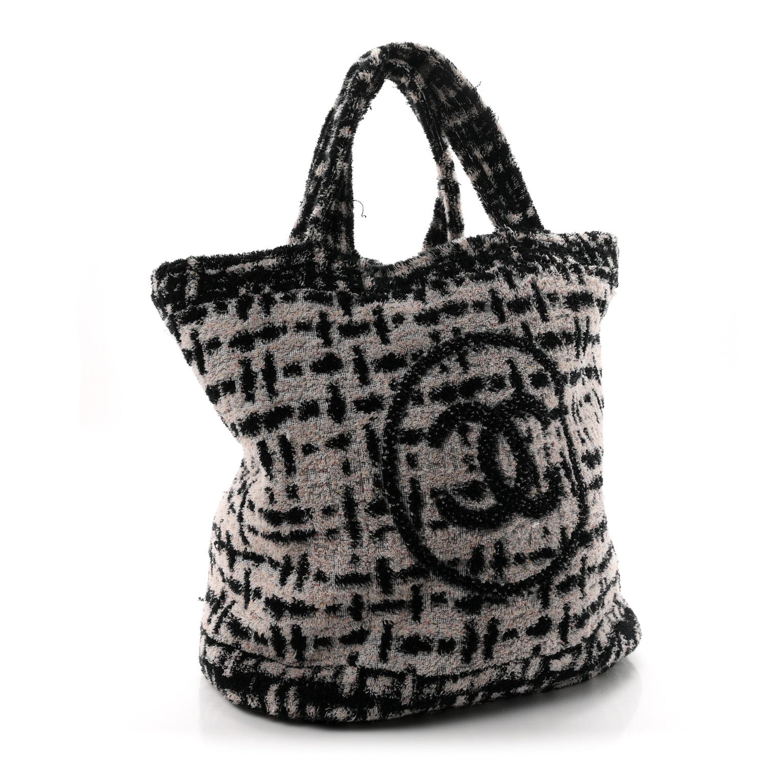 Chanel Terry Cotton CC Beach Tote Towel Set White Black 4 of 11