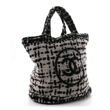 Chanel Terry Cotton CC Beach Tote Towel Set White Black 4 of 11