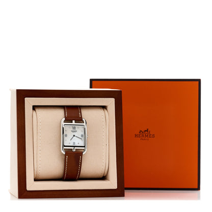 Hermes Stainless Steel Barenia Diamond Mother of Pearl 29mm Cape Cod Quartz Watch Fauve 5 of 5