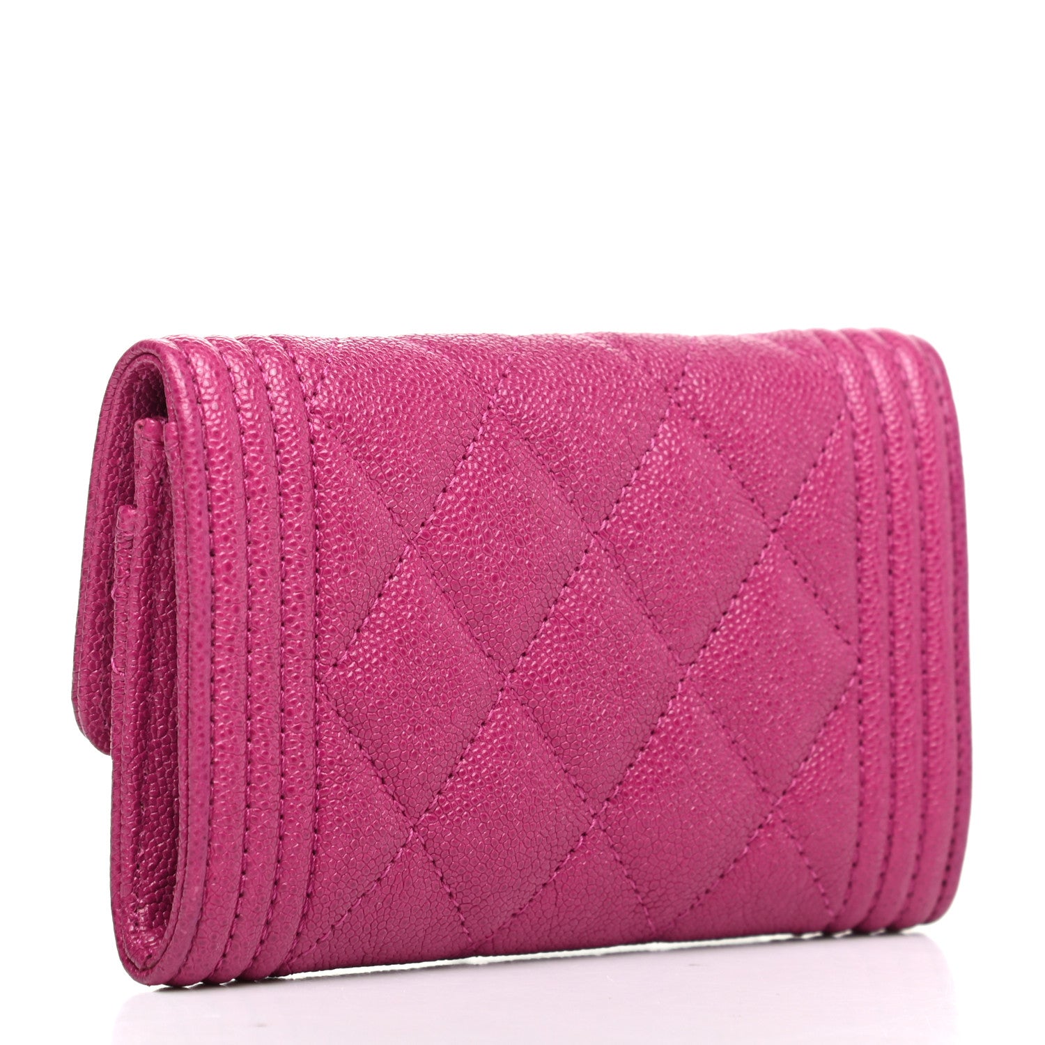 Chanel Caviar Quilted Boy Flap Card Holder Fuchsia 3 of 9