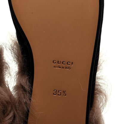 Gucci Velvet Fur Womens Princetown Slippers 35.5 Black 9 of 10
