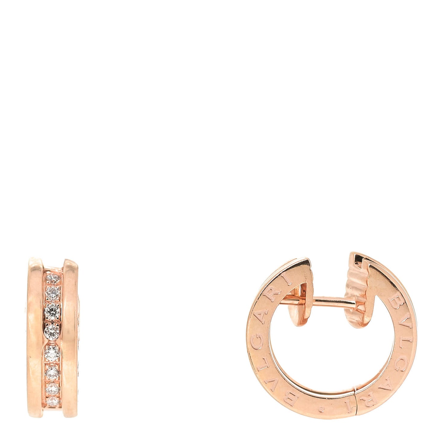 18K Rose Gold Diamond Small B.Zero1 Hoop Earrings