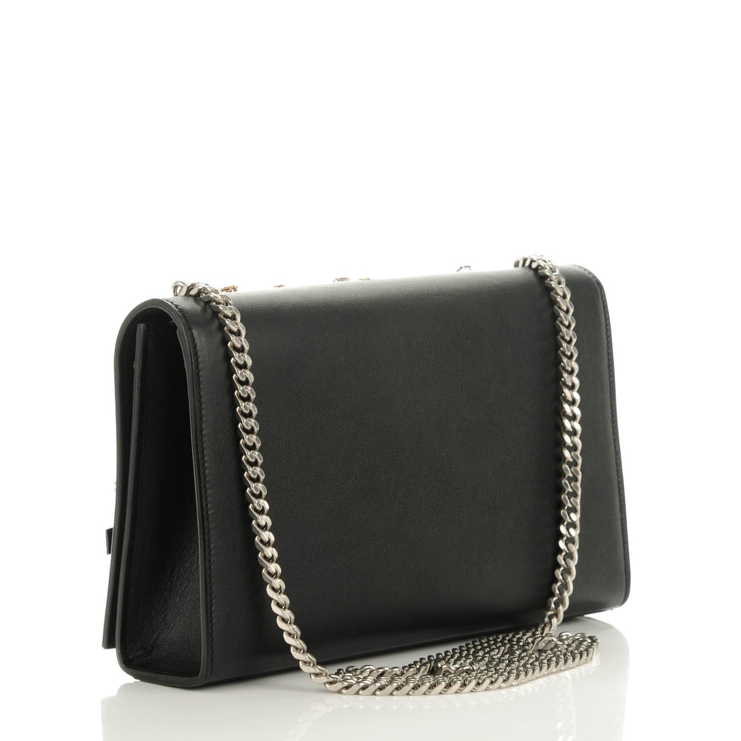 Calfskin Embellished Medium Monogram Kate Satchel Black
