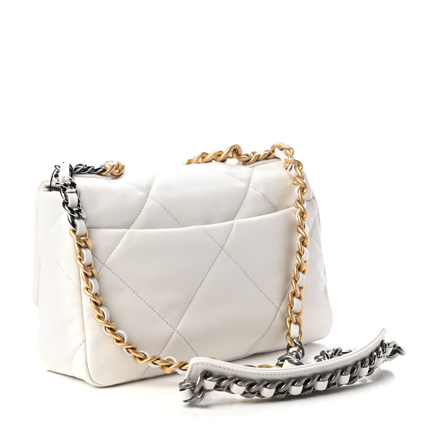Chanel Goatskin Quilted Medium Chanel 19 Flap White 3 of 10