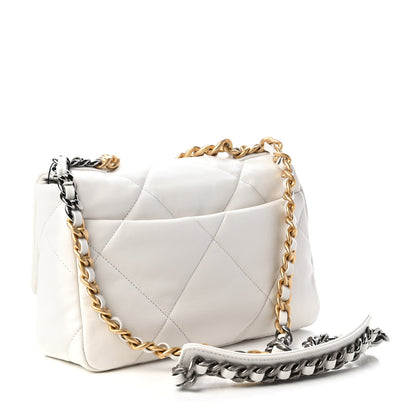 Chanel Goatskin Quilted Medium Chanel 19 Flap White 3 of 10