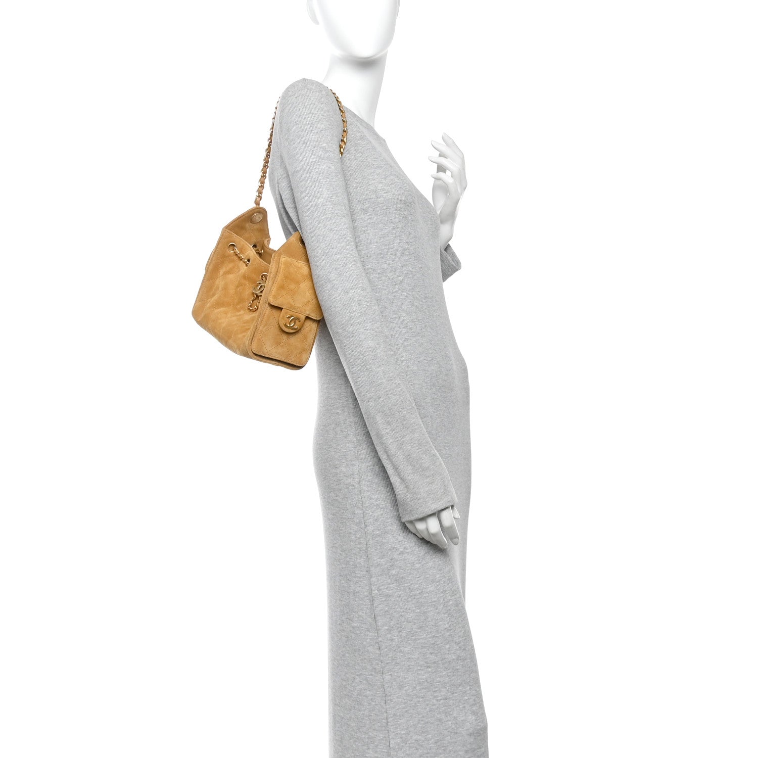 Chanel Suede Quilted Mini Chanel 25 Handbag Beige 2 of 11