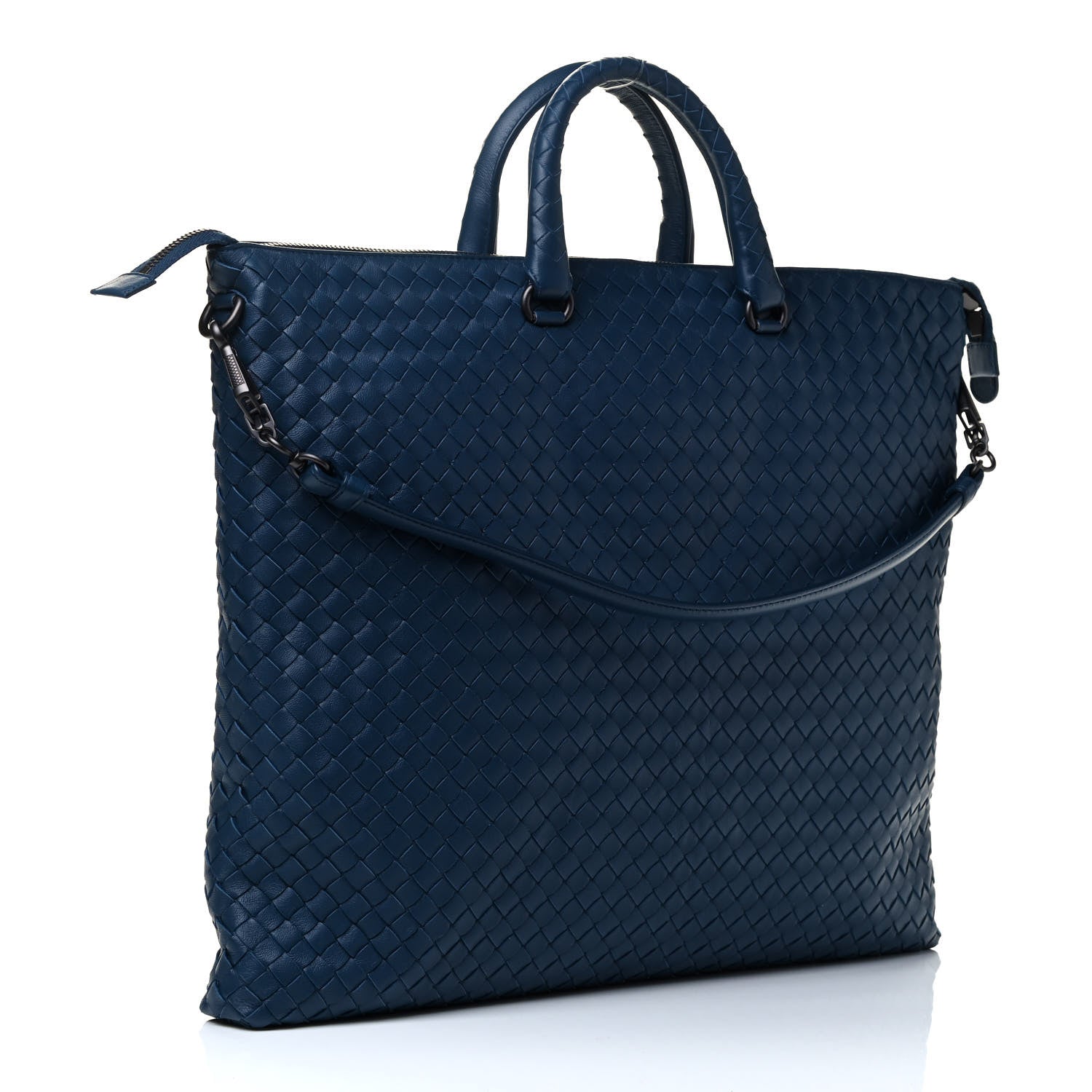 Bottega Veneta Nappa Intrecciato Medium Convertible Tote Blue 2 of 4