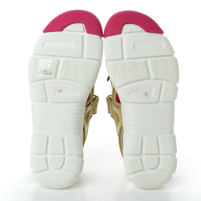 Gucci Mesh Fabric Tinsel Sport Sandals 37 Loess Sand Box Pink 5 of 9