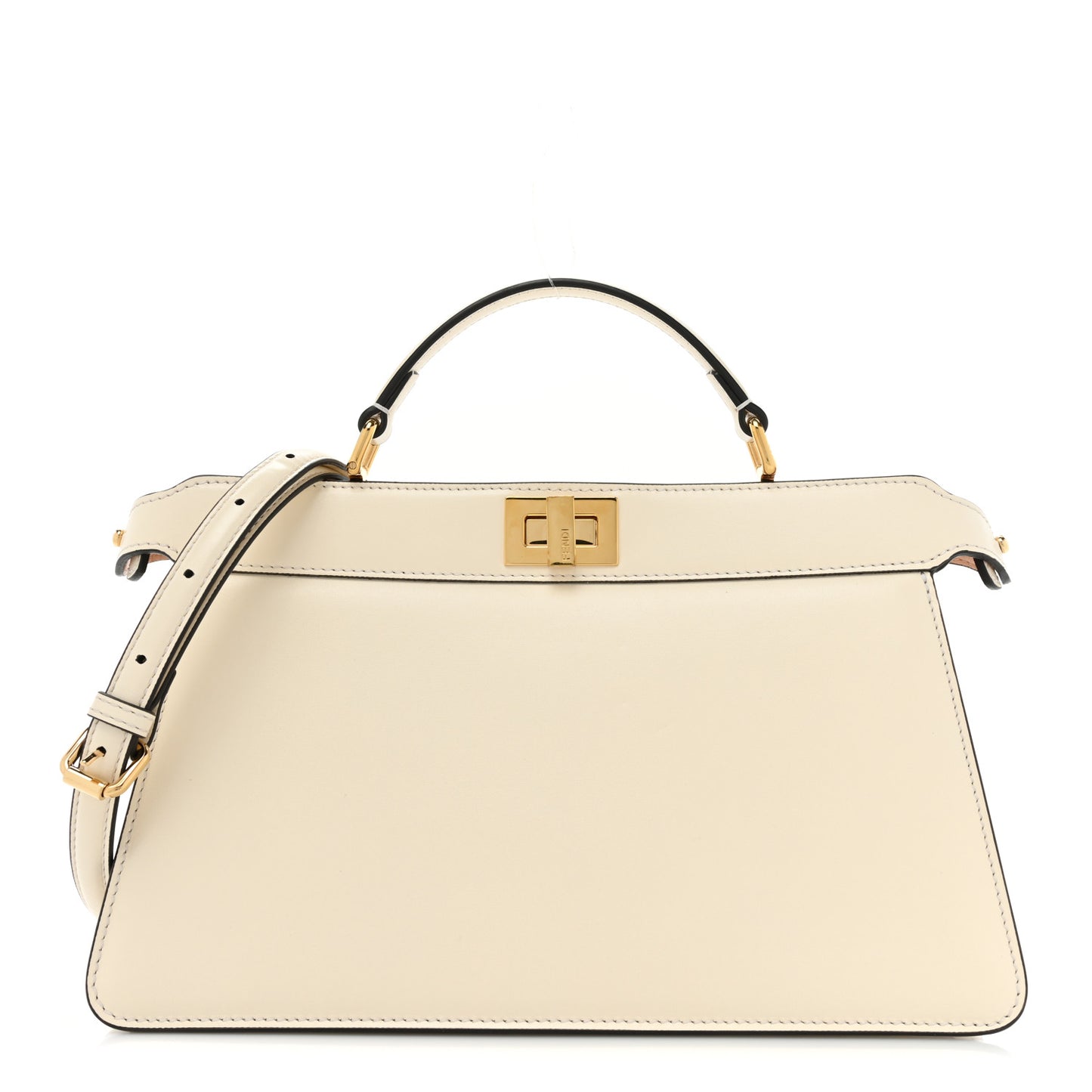 Vitello King Luxor Shiny Nappa Medium Peekaboo I SEE U East West Satchel White Light Rose