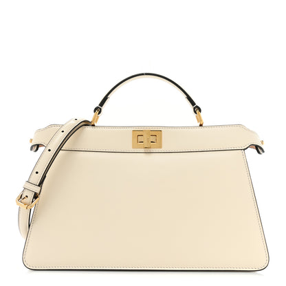 Fendi Vitello King Luxor Shiny Nappa Medium Peekaboo I SEE U East West Satchel White Light Rose 1 of 13