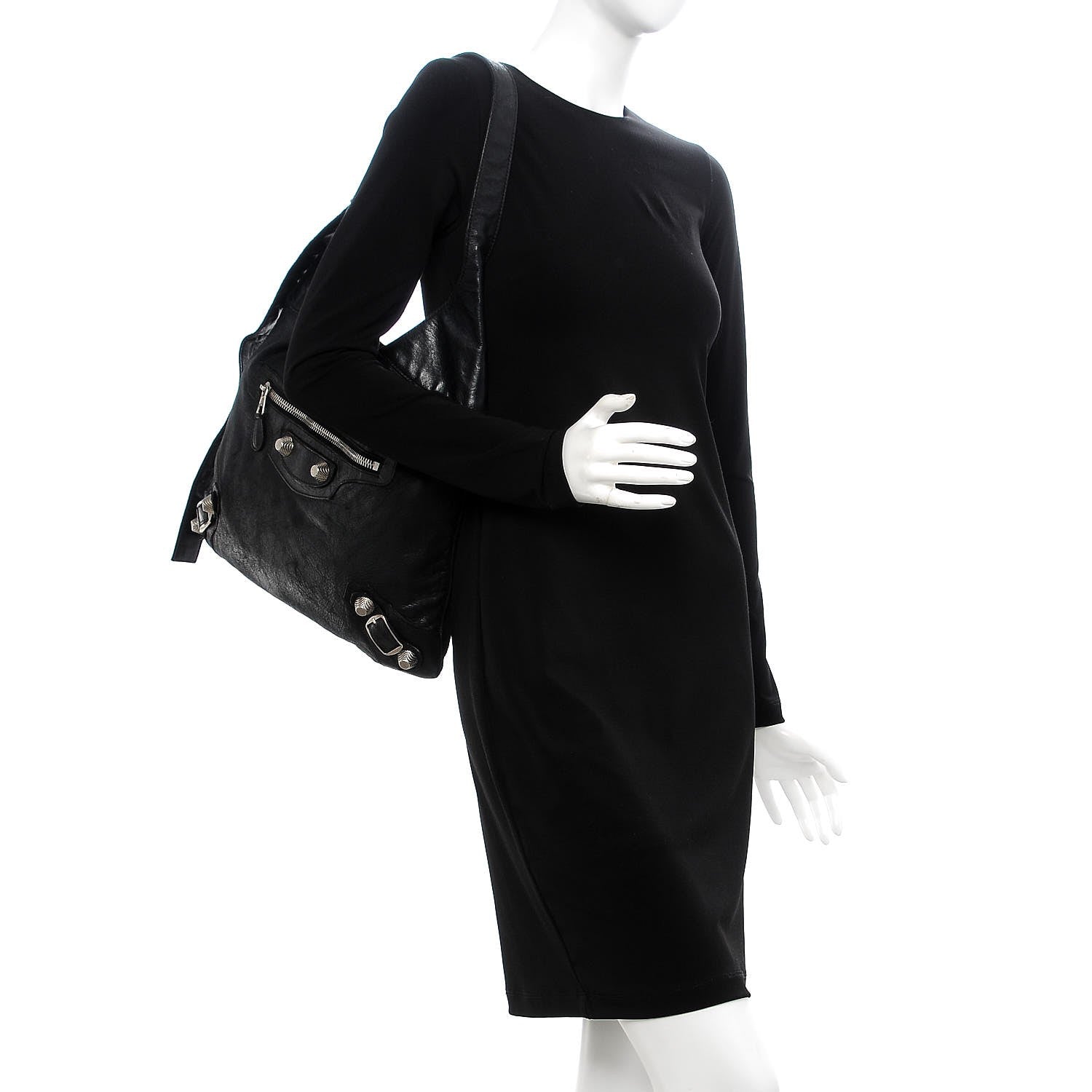 Balenciaga Chevre Giant 21 Silver Hardware Besace Hobo Black 2 of 12