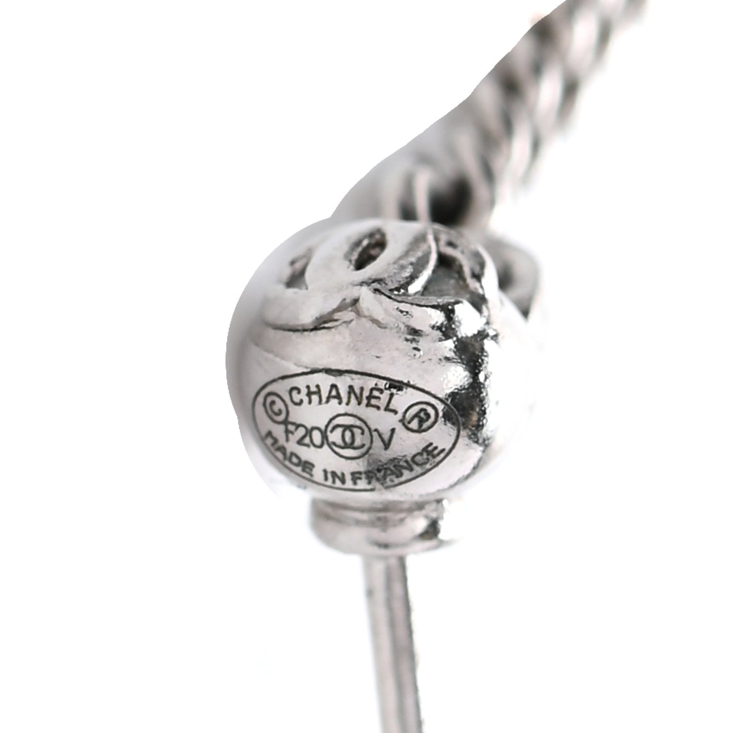 Baguette Crystal CC Drop Earrings Silver