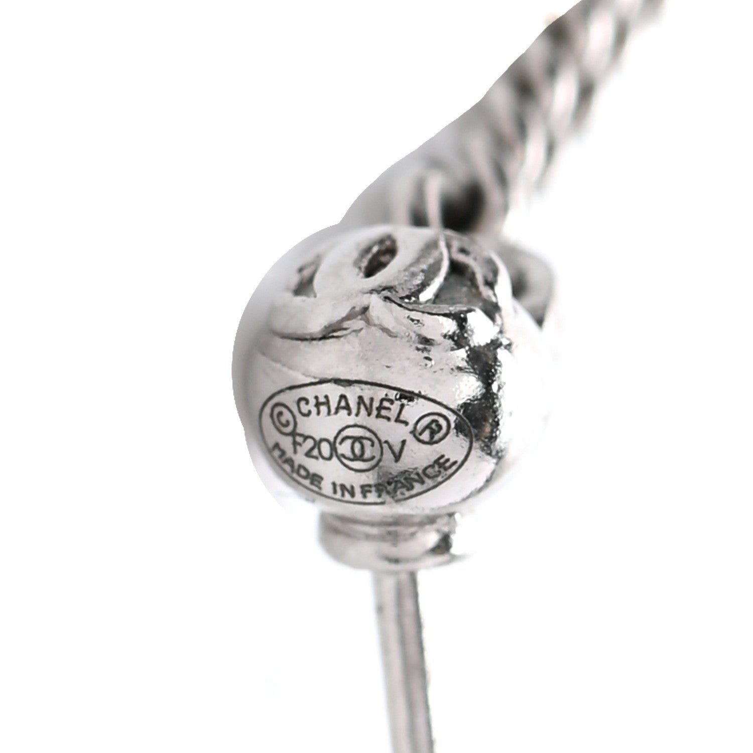 Chanel Baguette Crystal CC Drop Earrings Silver 4 of 5
