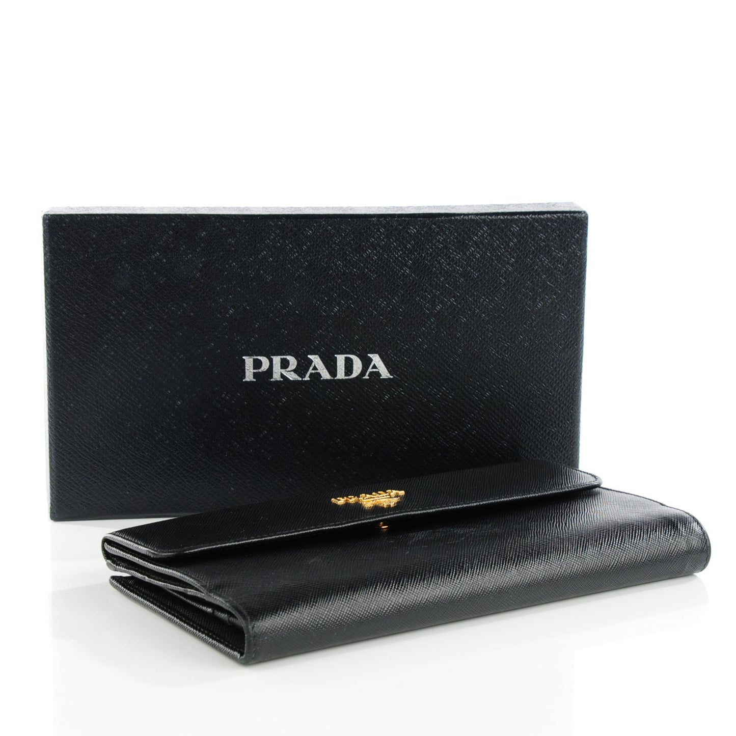 Saffiano Metal Continental Flap Wallet Nero Black