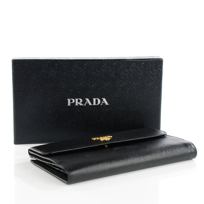 Prada Saffiano Metal Continental Flap Wallet Nero Black 4 of 7