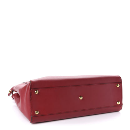 Fendi Vitello Morgan Fabric Jacquard Pequin Medium Peekaboo Iconic Satchel Mattone Tobacco Black 5 of 13