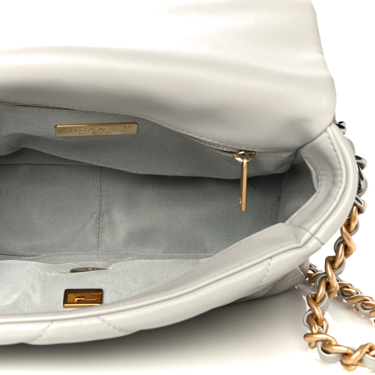 Chanel Lambskin Quilted Medium Chanel 19 Flap Grey 4 of 11