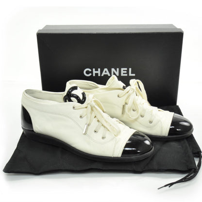 Chanel Leather Patent Cap Toe CC Sneakers 42 4 of 8
