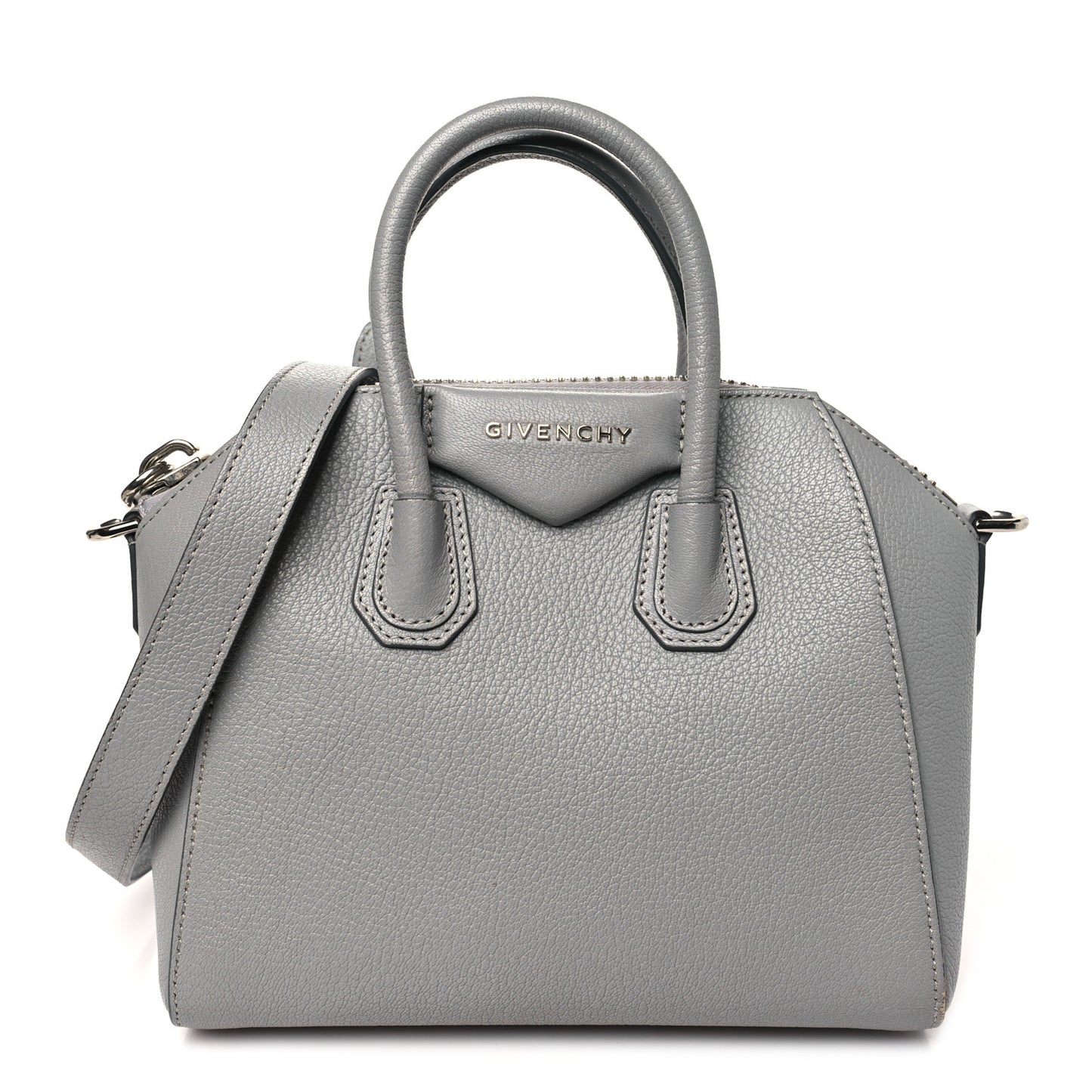 Sugar Goatskin Mini Antigona Pearl Grey