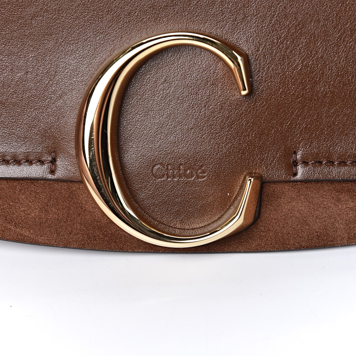 Calfskin Suede Medium C Shoulder Bag Sharp Brown