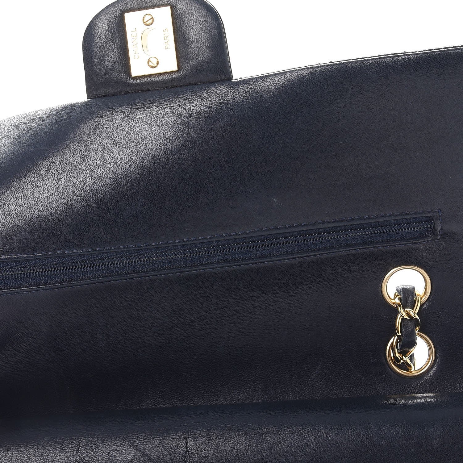 Chanel Lambskin Quilted Medium Double Flap Navy 13 of 15
