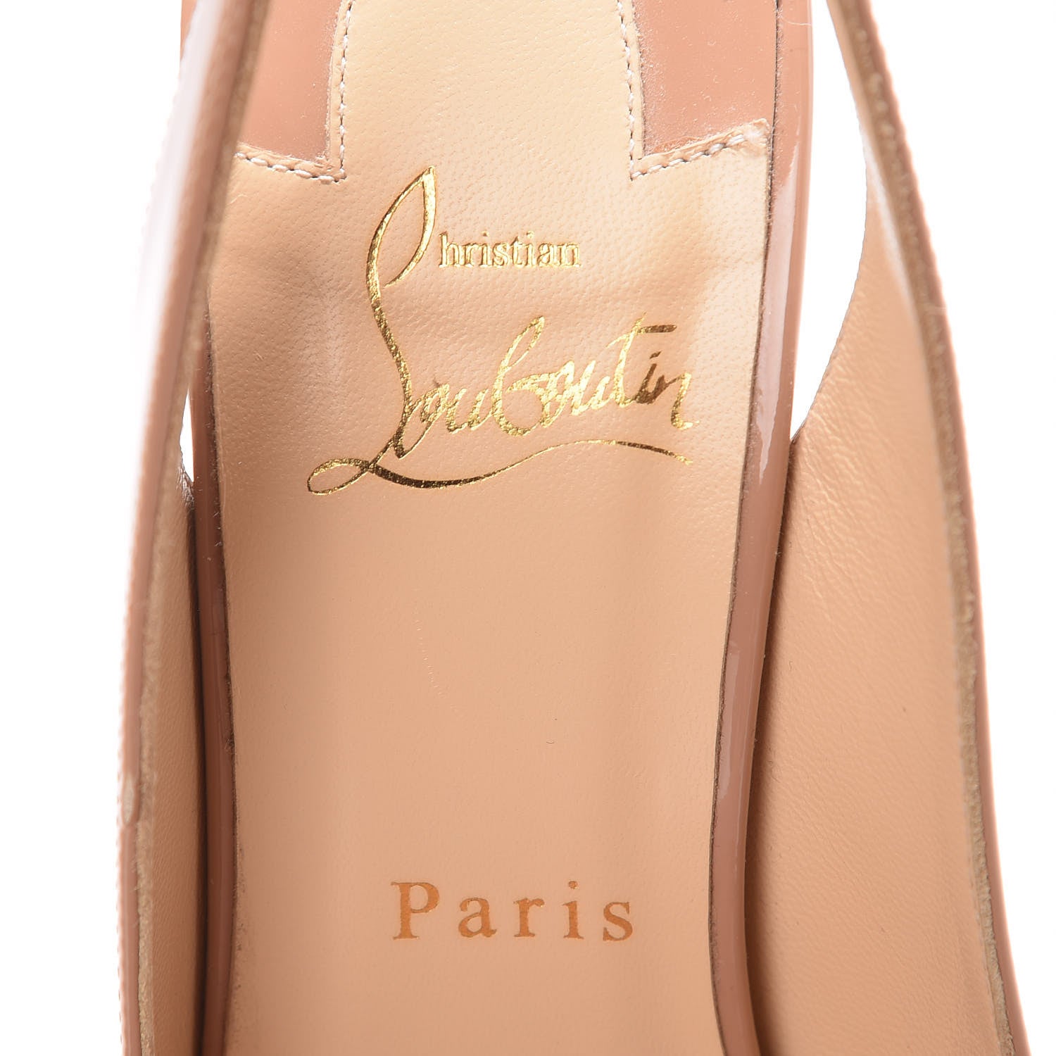 Christian Louboutin Patent Lady Peep Sling 150 Pumps 37.5 Nude 7 of 9