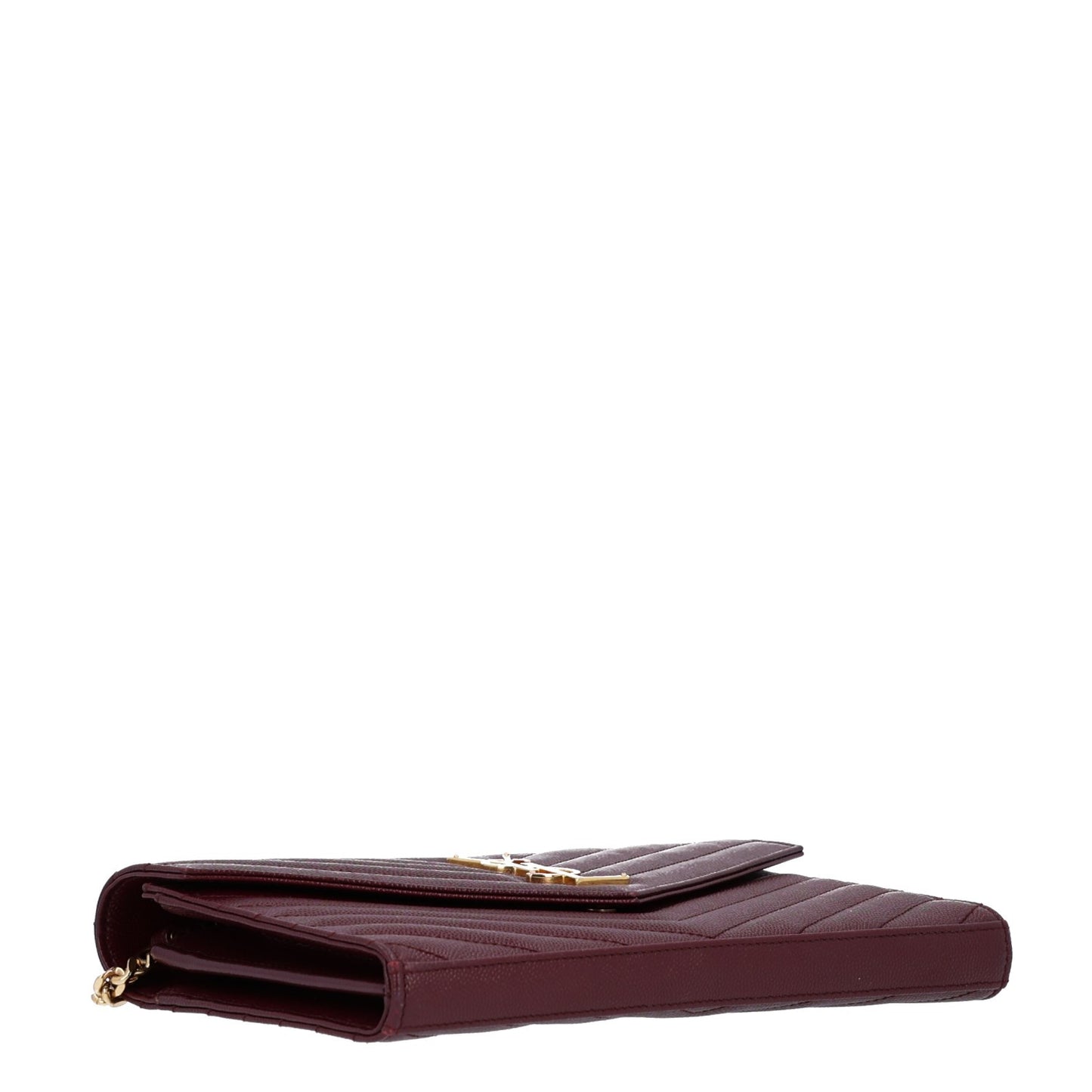Grain De Poudre Matelasse Chevron Monogram Chain Wallet Rouge Legion