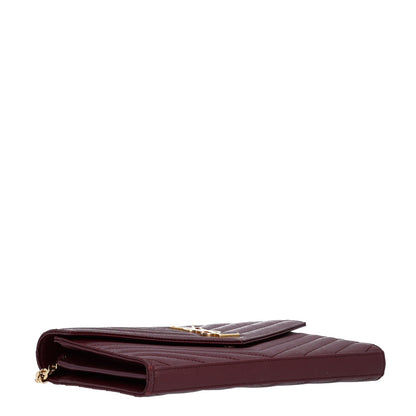 Saint Laurent Grain De Poudre Matelasse Chevron Monogram Chain Wallet Rouge Legion 4 of 9