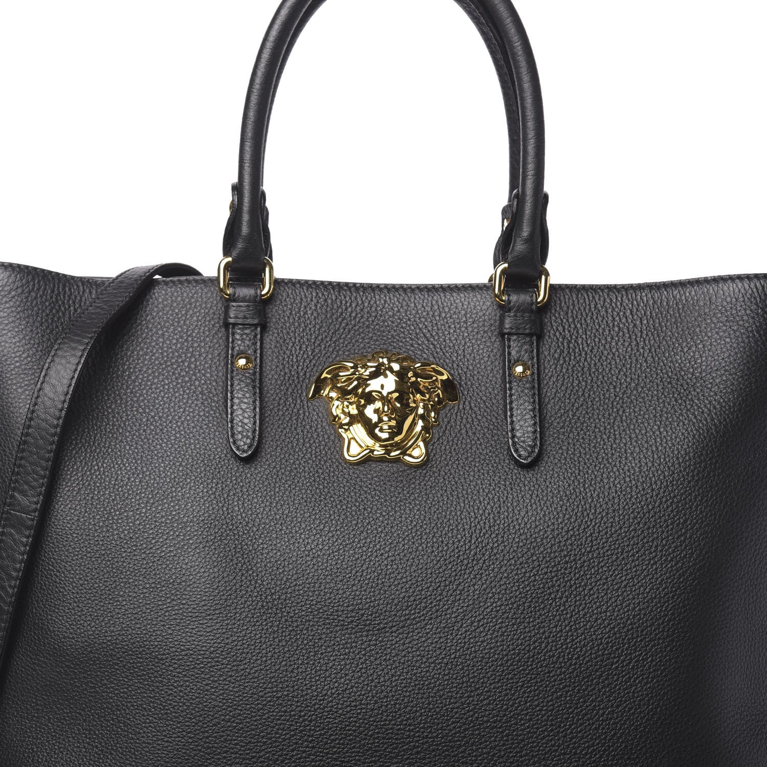 Versace Cervo Embossed Vitello Medusa Tote Black 10 of 15