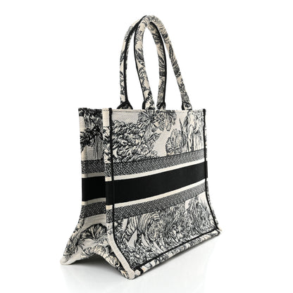 Christian Dior Canvas Embroidered Medium Toile de Jouy Voyage Book Tote White Black 3 of 17