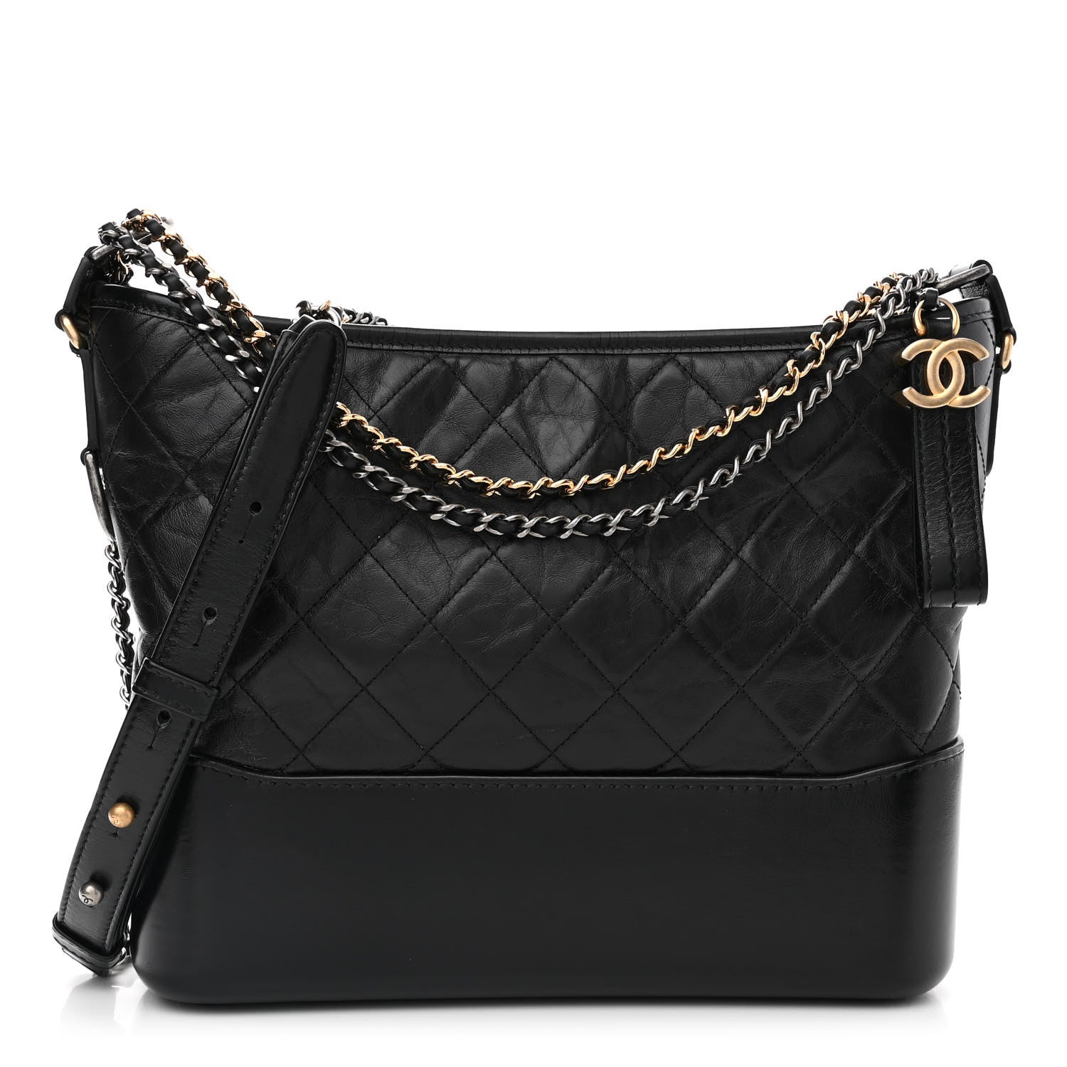 Chanel Aged Calfskin Quilted Medium Gabrielle Hobo Black 1 of 12