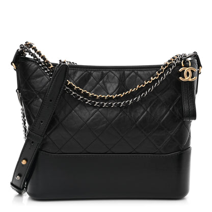 Chanel Aged Calfskin Quilted Medium Gabrielle Hobo Black 1 of 12