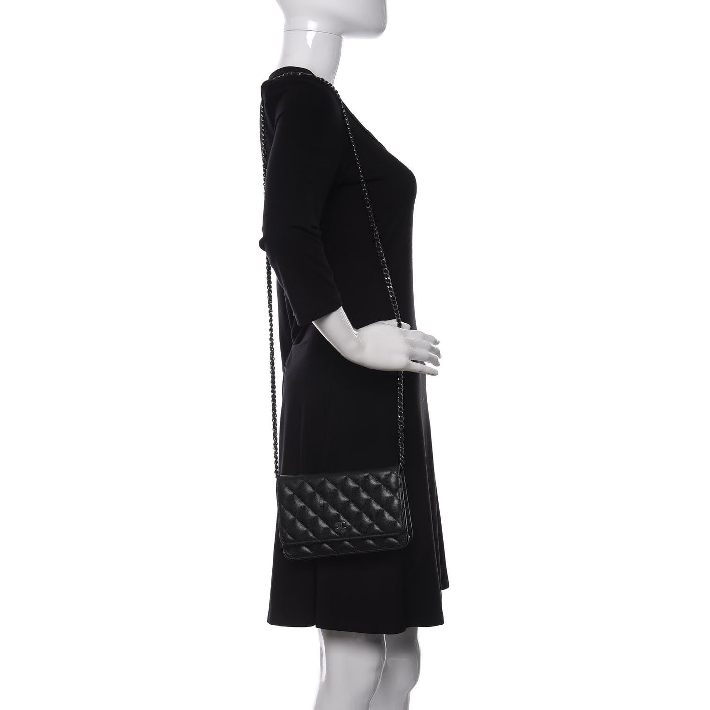 Caviar Quilted Wallet On Chain WOC Black