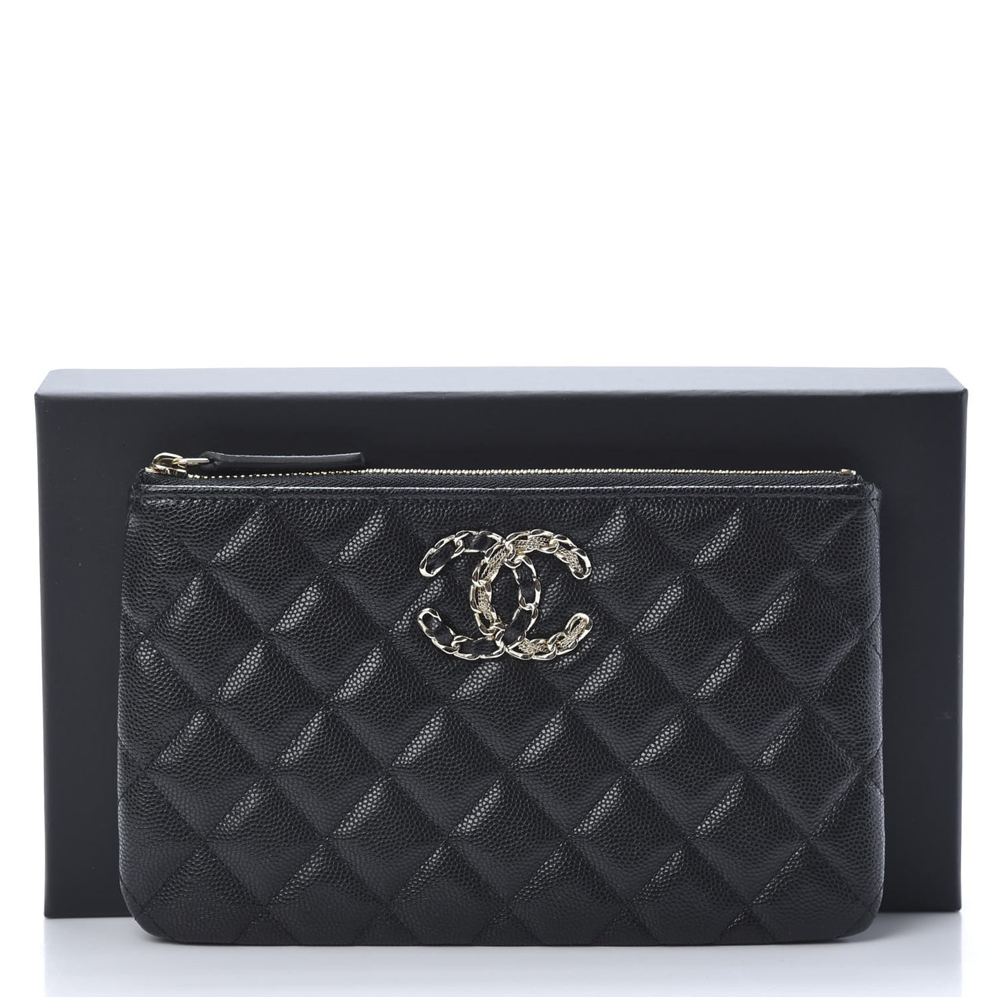 Caviar Quilted French New Wave Small CC Pouch Black