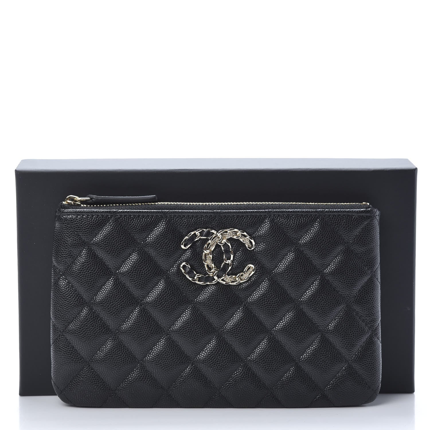 Chanel Caviar Quilted French New Wave Small CC Pouch Black 8 of 8