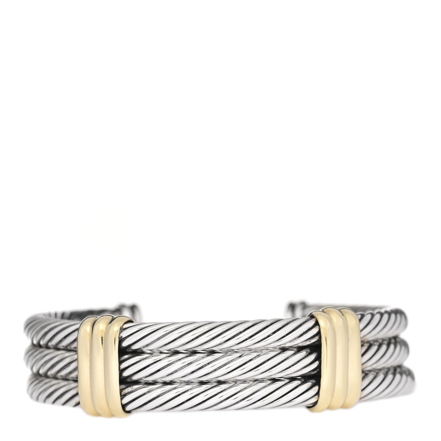 Sterling Silver 14K Yellow Gold 3-Row Station Cable Bracelet