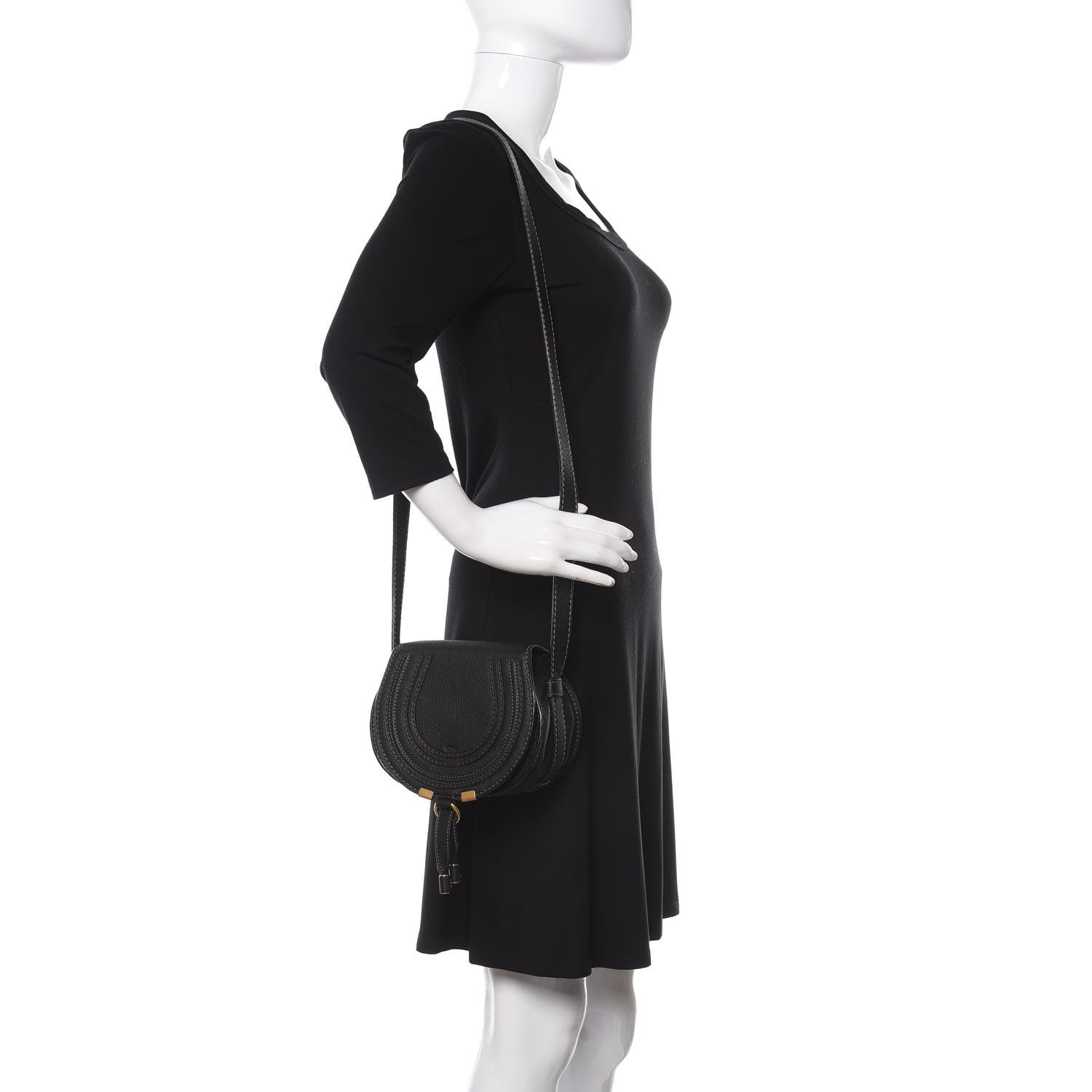 Chloe Calfskin Mini Marcie Round Crossbody Bag Black 2 of 10
