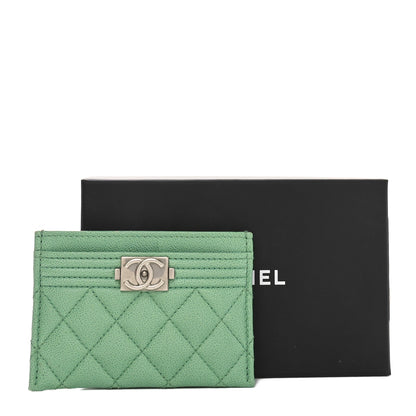 Chanel Caviar Quilted Boy Card Holder Light Green 10 of 10