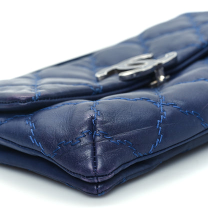 Chanel Calfskin Quilted Double Stitch Hamptons Clutch with Chain Blue 9 of 12