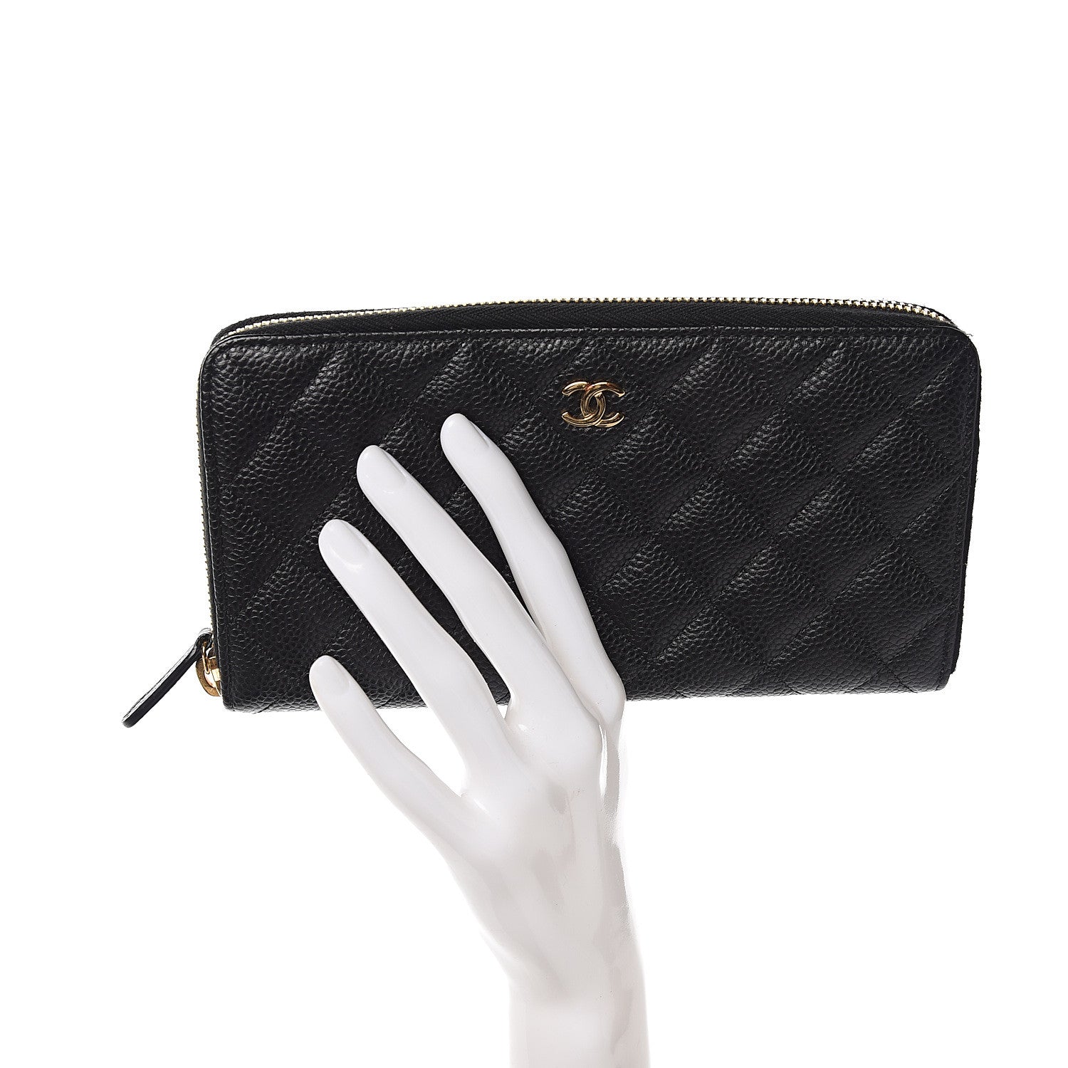 Chanel Caviar Quilted Large Gusset Zip Around Wallet Black 2 of 9