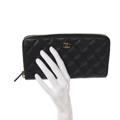 Chanel Caviar Quilted Large Gusset Zip Around Wallet Black 2 of 9