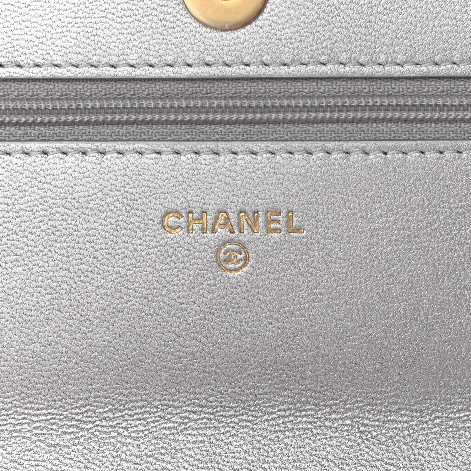 Chanel Metallic Lambskin Quilted Chanel 19 Wallet On Chain WOC Silver 6 of 12