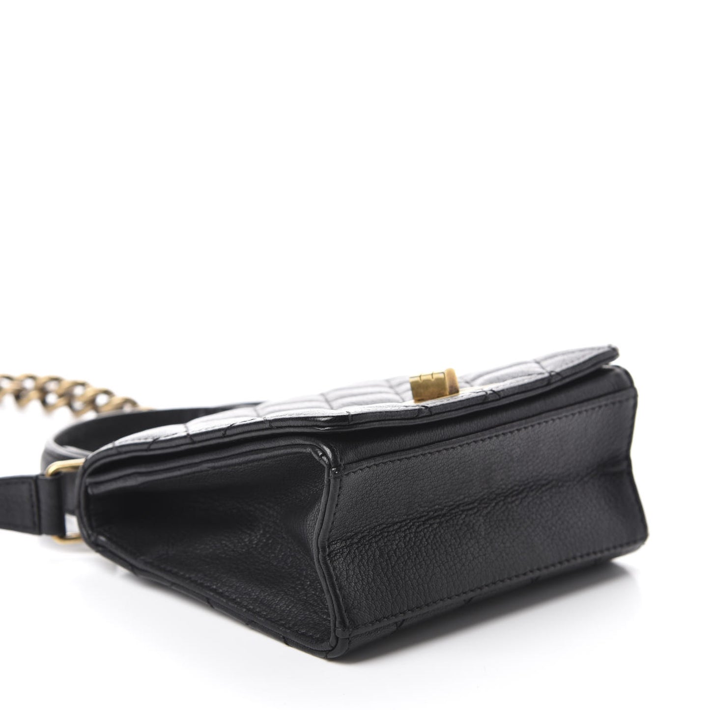 Goatskin Quilted Small Rita Top Handle Flap Black