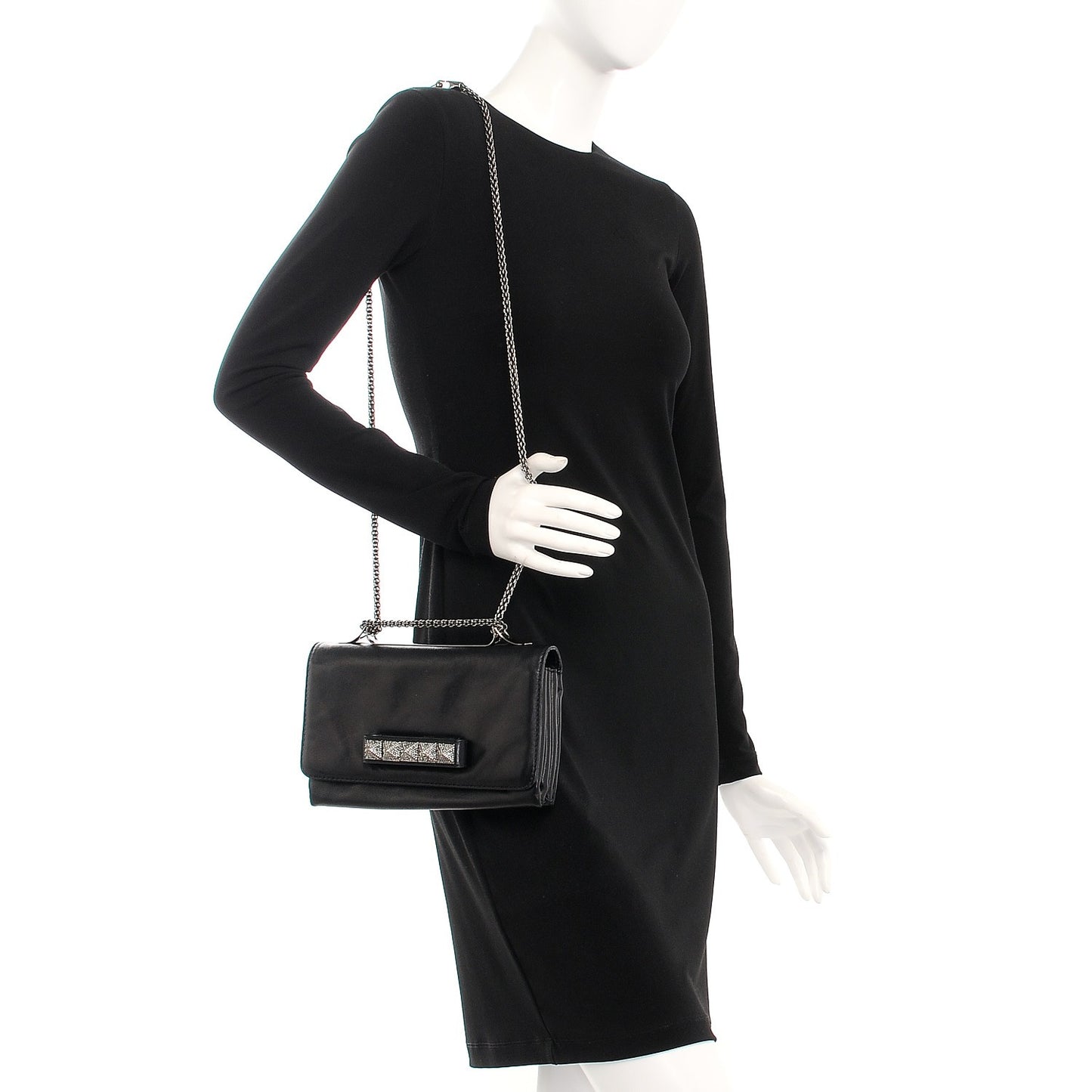Nappa Crystal Encrusted Studs Va Va Voom Shoulder Bag Black