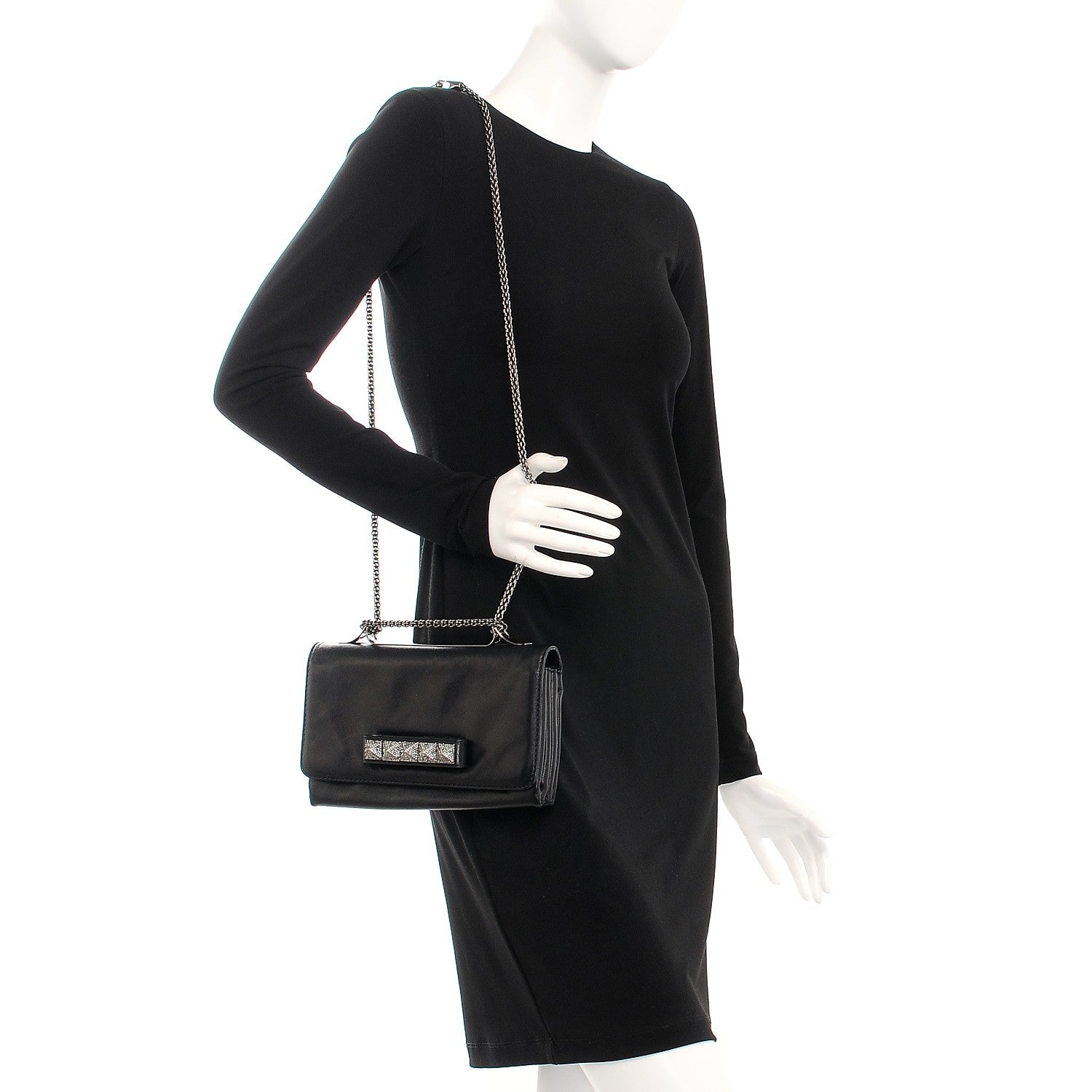 Valentino Garavani Nappa Crystal Encrusted Studs Va Va Voom Shoulder Bag Black 2 of 10