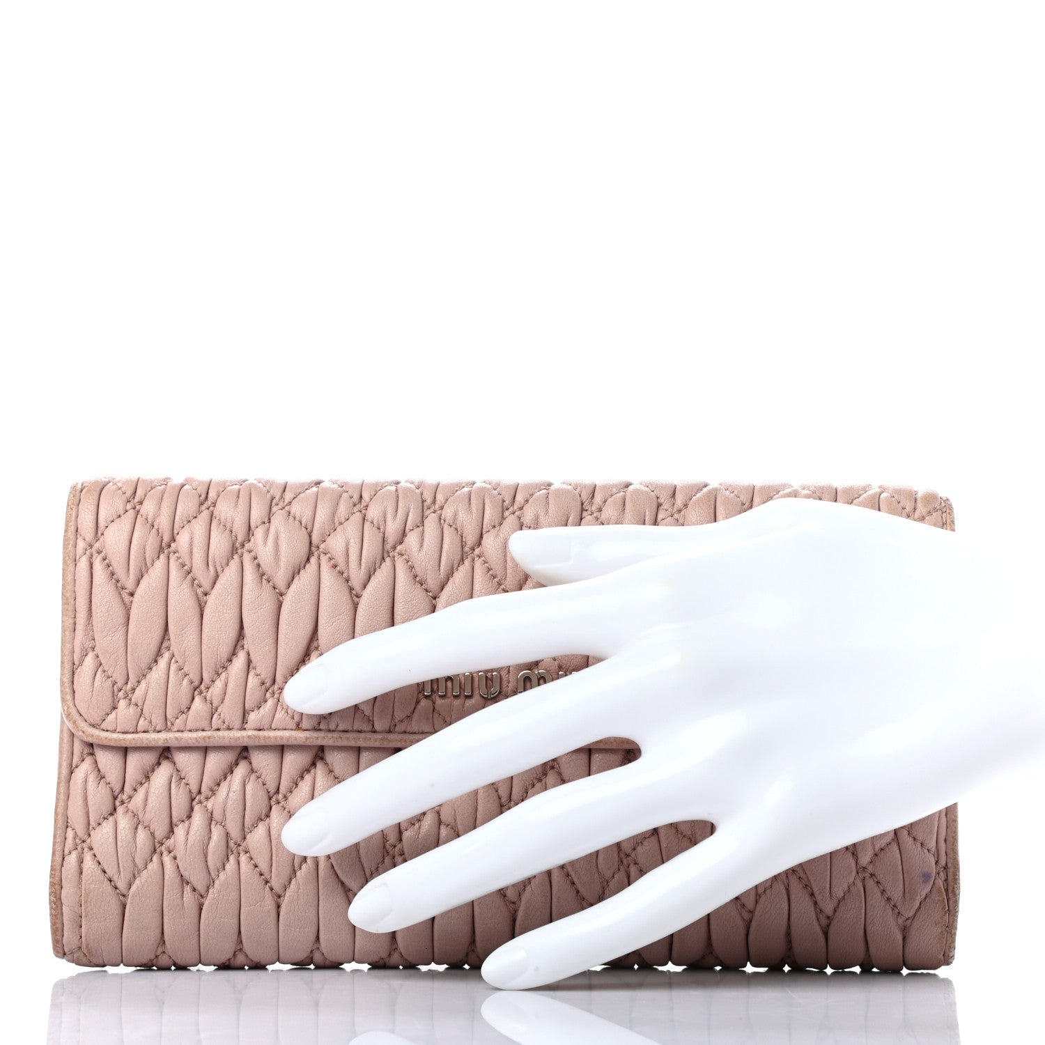 Miu Miu Nappa Matelasse Flap Wallet Cammeo 2 of 10